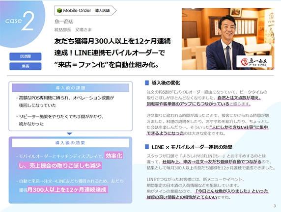 焼肉店の導入事例ページ(LINE連携による再来店促進)